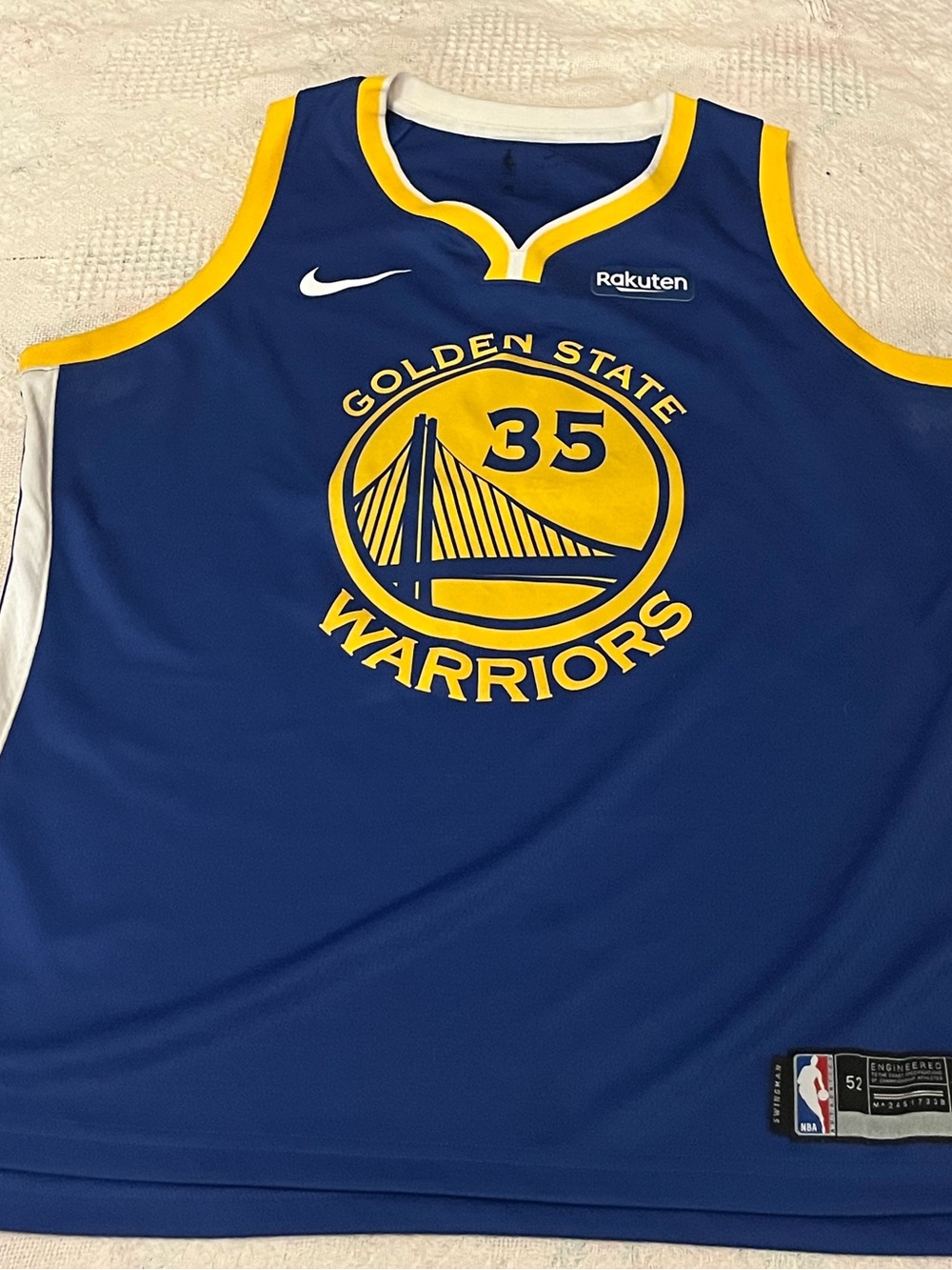 Nike Blue and Yellow Golden State Warriors #35 Jersey